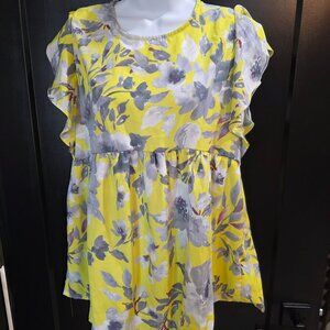 Betsey's Boutique Yellow and Grey Tank Sz M